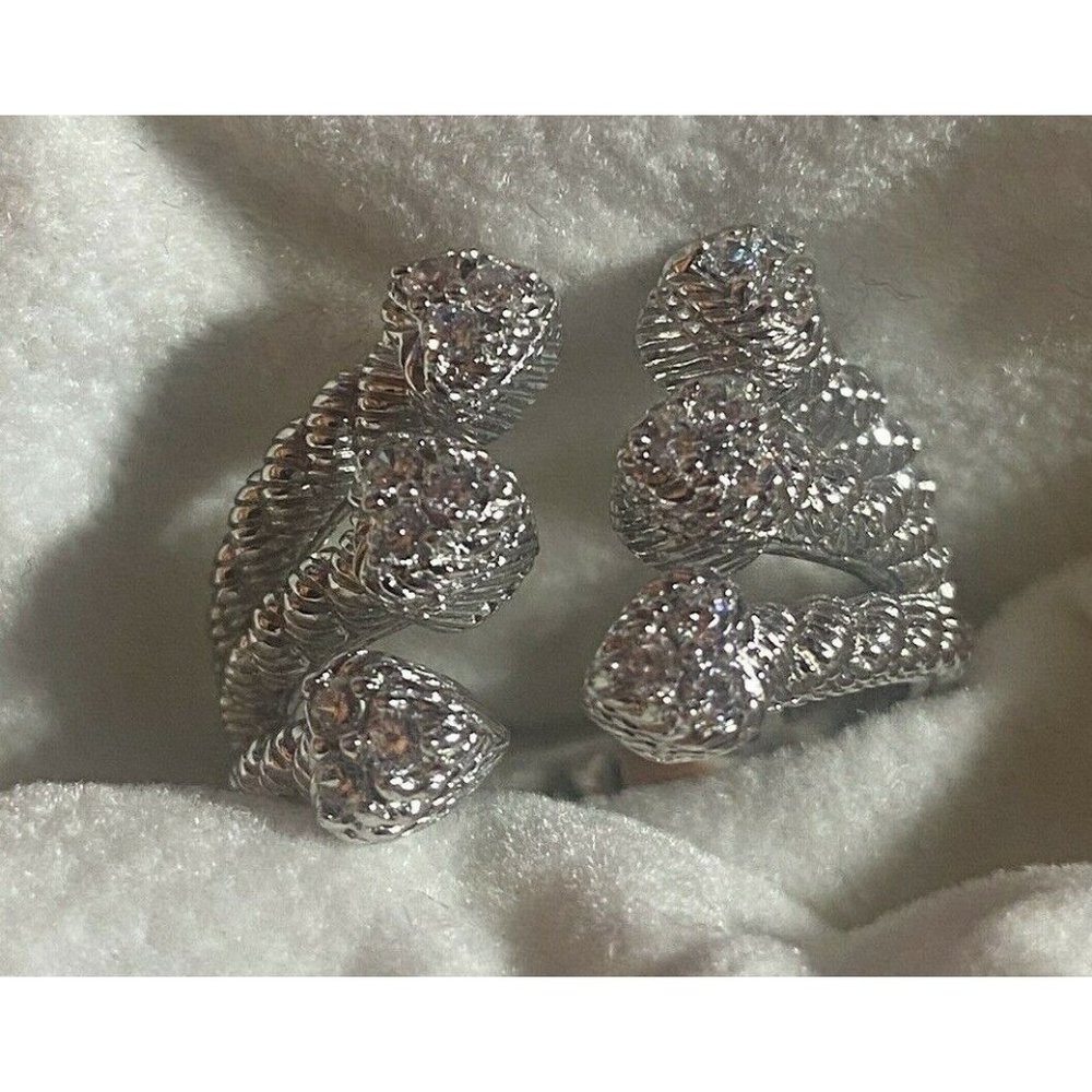 Judith Ripka 925 Sterling Silver Diamonique Hearts Ring